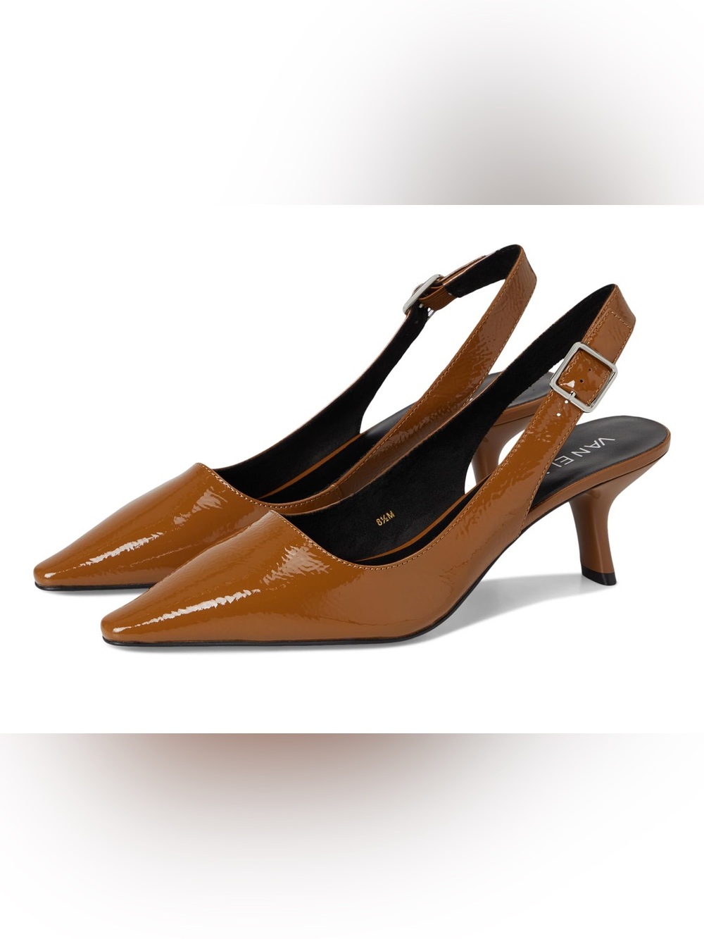 Vaneli Caramel Patent Slingback Pumps